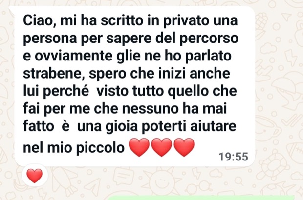 «Mi ha scritto una persona per sapere del percorso e gliene ho parlato strabene.»